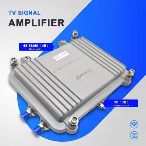 32db cable TV RF signal amplifier indoor type 45-860MHz 1 in 2 out, adjustable output Catv amplifier