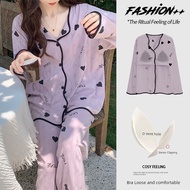 baju tidur sexy nipis sexy sleep women Piyama pakaian rumah kardigan kapas wanita Yu Zhaolin