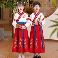Hanfu Children Men Women Tang Suit Student Chinese Costume Ancient Costume Chinese Style Red Ancient