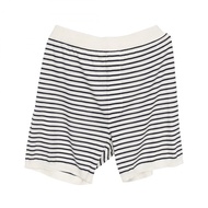 PRADA 男士短版絲棉白海軍藍條紋褲 #46