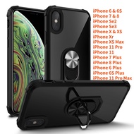 Phone Case For iPhone Se2 Se3 iPhone 6Plus 6SPlus 7 Plus 8Plus iPhone 6 6s i7 8 iPhone Xs Max Xr iPhone 11 Pro Max Heavy Duty Transparent Acrylic Magnetic Ring Kickstand Cover