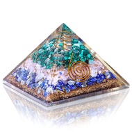 Orgone Pyramid- Success Confidence Rose Quartz Malachite Lapis Lazuli Crystal Pyramid - Positive Ene