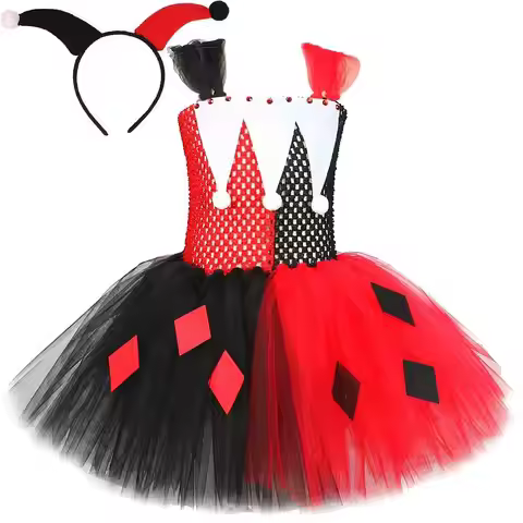 Harley Halloween Costume for Baby Girls Kids Cartoon Character Cosplay Dress Outfit Quine Girl Red B