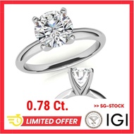 0.78 ct igi certified lab grown diamond ring, 82k white gold, Lab Grown diamond