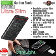 Sharge/ Shargeek Carbon Blade 10,000 mAh Ultra Light & Ultra Slim PD 22.5W Fast Charging PowerBank
