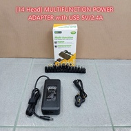 [14 heads] SWITCHABLE MULTI-FUNCTION POWER ADAPTER + USB 5V/2.4A 120W 12V-24V CHARGING SUPPLY UNIVER
