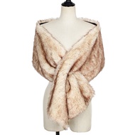 Faux Fur Shawl Wrap Autumn Winter Thickened Warm Shawl Imitation Fur Design Poncho Evening Dress Acc