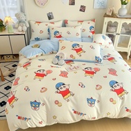 Crayon Shin-chan Bed Sheet Set Cute Cartoon Anime Duvet Cover Bedsheet with Pillowcase Single Queen 