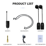 Lapel Microphone 2 Dual UHF Wireless Mic For videoke Portable Audio Video Recording Mini Phone Mic L