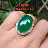 Cincin Batu Akik Asli Natural Green Chalcedony HQ/Bacan/Garut Jumbo Original