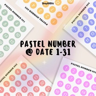 Pastel number sticker or date sticker