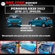 PERODUA AXIA'2023 ABS FULL SET BODYKIT OE FRONT SKIRT/SIDE SKIRT/SPOILER WITH PAINT