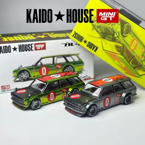 Kaido House MINIGT Datsun KAIDO 510 Wagon OG Flo Chrome Yellow KHMG alloy car model 164 Chase