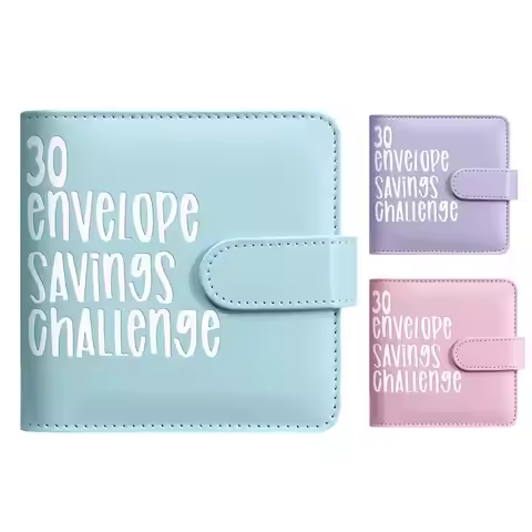 Budget Book With Cash Envelopes 30 Day Cash Saving Challenge Envelope Binder PU Leather Money Organi