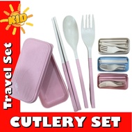 WHEAT Cutlery Travel Set Spoon Fork Chopstick / ECO-FRIENDLY Portable Cutlery Set