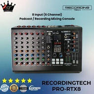 Promo / Terlaris Recording Tech PRO-RTX8 Mixer 6 Channel 8 Input USB Soundcard Podcast Terbaik