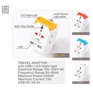 Solidas USB Travel Socket Adapter Multifunction LED Light Outlet