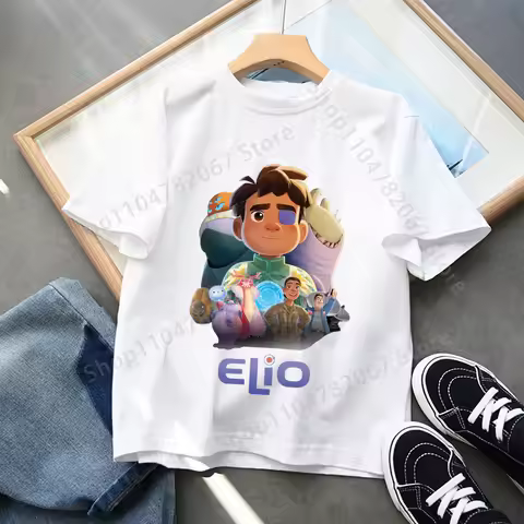 Elio Movie Summer Clothing Girl T-shirt Disney Short Sleeved Top Children's T-shirt Popular Design C