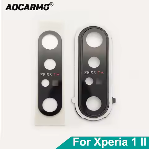 Aocarmo Rear Back Camera Lens Len Glass With Metal Frame Ring Adhesive For Sony Xperia 1 II / X1ii X