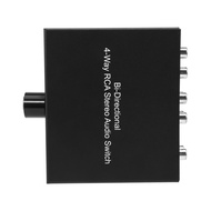 (BVWG) 4-Way Stereo L/R Sound Channel Bi-Directional Audio Switcher 1 in 4 Out /4 in 1 Out Audio Swi