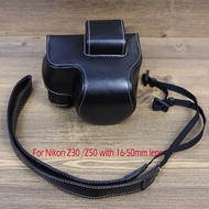 คลุมกระเป๋ากระเป๋าเล็กกล้องเคสหนัง PU สำหรับกล้อง Nikon Z30 Z50พร้อมเลนส์ Canon EOS ขนาด16-50มม. R10 Tali Bahu 18-45