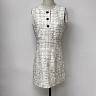 CHANEL 米白色編織無袖洋裝長85肩寬38胸圍92 36號 全新閒置配件吊牌備用扣