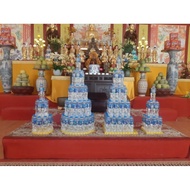 Mica tray displaying square water towers to decorate 3-storey and 5-storey temples and pagodas