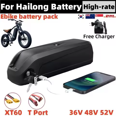 Hailong 52V Battery 36V 48V 20Ah-30Ah for 250W~1000W Waterproof LithiumBattery + Charger