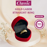 Gold 916 Laser Straight Cutting Ring Cincin 2 Colour Emas 916 Original 戒指