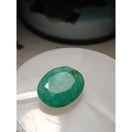Batu Zamrud Asli 8.55 carat FACETED OVAL CABOCHON Cut Translucent ZAMBIA Green Emerald .+ IKAT CINCIN