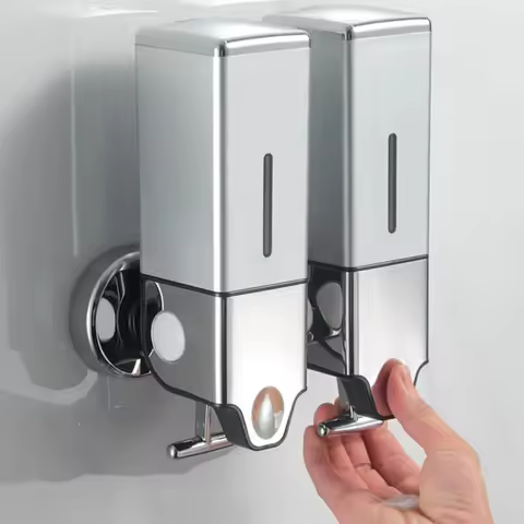 Liquid Soap Dispenser Plastic White/Silver Shower Dispensers Manual Container Soap Bottle Bathroom K