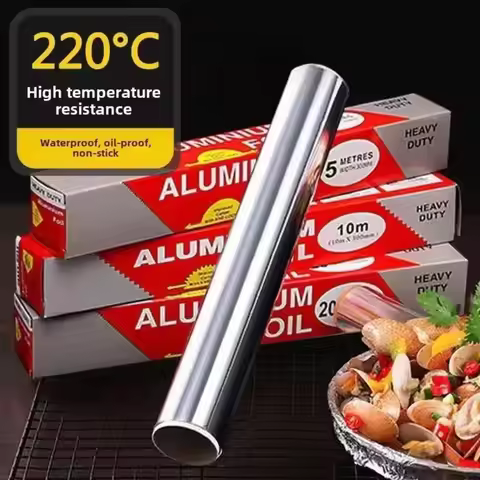 5m/10m/20m Disposable Tin Foil Paper Thickened Food-grade Barbecue Foil Heat-Resistant Non-stick Alu
