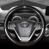 ฝาครอบพวงมาลัยคาร์บอนไฟเบอร์38ซม./15นิ้ว Sarung Setir หนังรถยนต์ Toyota Yaris VIOS Corolla Alitis Camry Prius Wigo Avanza Fortuner Innova RAV4เร่งด่วน