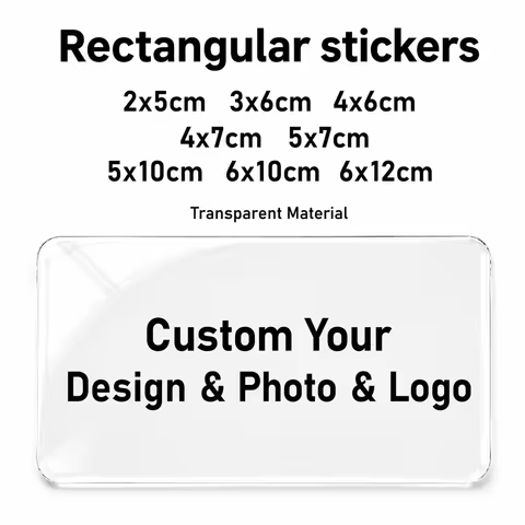 Custom rectangular stickers, 50pcs personalized transparent labels, can print photos, logos, and tex