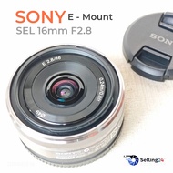 เลนส์กล้อง Sony SEL16mm f2.8 Lens Wide-Angle for E-Mount Near Mint พร้อมฝาหน้า ท้าย