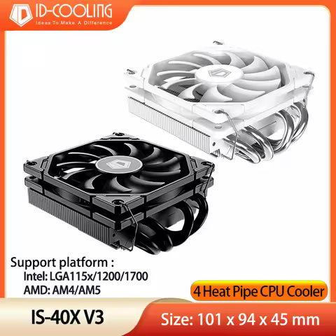 ID-COOLING IS-40X V3 Low Profile CPU Cooler 45mm Height 4 Heatpipes Air Cooler 15mm Slim Fan For LGA