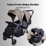 Twins Pram Baby Stroller Front and Rear Two-seat Foldable Double Stroller