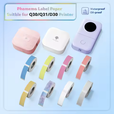 Phomemo 3 Rolls Q30 White Sticker Waterproof Paper Adhesive Label White Anti-Oil For Q30 D30 Mini Po