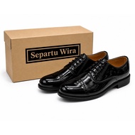 KASUT POTONG DARAT SEPATU WIRA NO.3 2B4  Kasut Half Cut Lelaki Hitam Kilat Kasut Uniform Formal