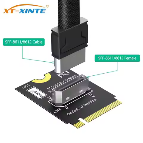 For M.2 NVME Key M to SFF-8611/8612 Adapter Card NVMe PCI-e 4.0 x4 to OcuLink SFF-8612 4i Host Adapt