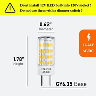 GY6.35 LED Bulb, 4W(50W Equivalent), 12V-24V AC/DC, Warm White 3000K, 500 Lumens, T4 Type GY6.35 Bi-