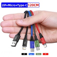 Baseus 4 in 1 USB Cable IP+Micro USB+Type-C Port For iphone 14 13 Pro Max 12 XS XR Samsung S10 Xiaom