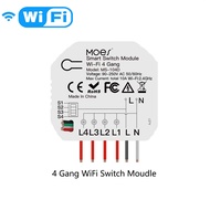 （New product）1/2/3/4 Gang Mini Smart WiFi Switch Relay Module Works with Alexa Google Home Wireless 