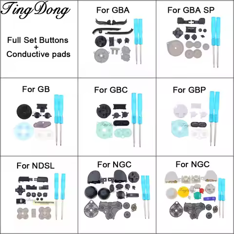 1 Full Set Button For GB GBA GBC GBP GBA SP NGC NDSL Game Console D-pad L R A B X Y Keys & Conductiv