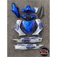 COVERSET LC LC135 V1 YAMAHA DOCTOR P BLUE BIRU BATIK SILVER 028 NEW DESIGN STRIPE SIAP TANAM CLEAR 2