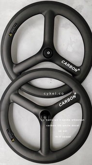 carbon wheelset carbonician trispoke 20 451 3spoke fnhon minivelo - veestore01