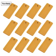 [Torribaly]100Pcs 45X20Mm Rectangle Tags for Keychain Rings Bamboo Unfinished Wood Key Ring Tag