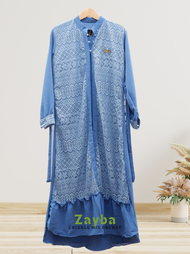 Geka Collection - Gamis ZAYBA Dress Muslim Wanita Crinkle Airflow mix Brokat Malika