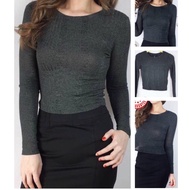 (J201)grey longsleeve cropntop Forever 21