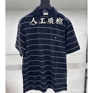 [Full Set Packaging] slp/ysl Small Label Striped Embroidered Beaded Floor Cotton Lapel polo Short-Sl